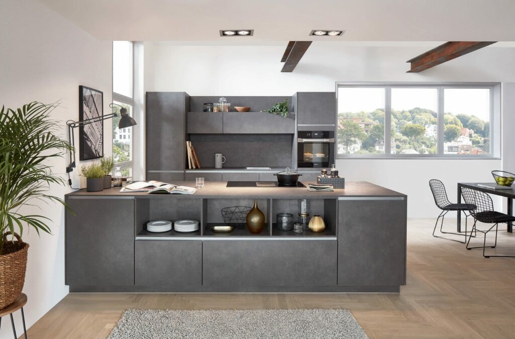 Nobilia Concrete Handleless Kitchen 2021 1 1 | Bold Kitchens, Barnsley