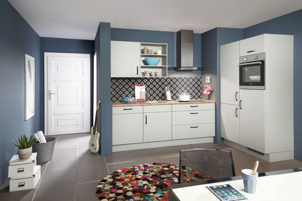 Nobilia Matt White L Shaped Compact Kitchen 2021 | Bold Kitchens, Barnsley