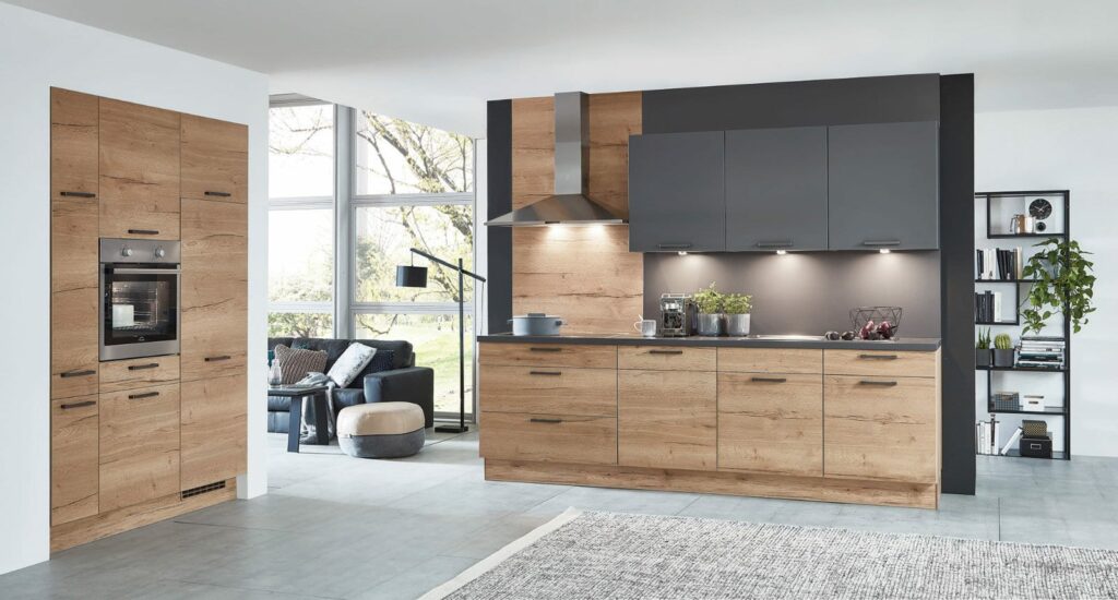 Nobilia Matt Wood Open Plan Kitchen 2021 | Bold Kitchens, Barnsley