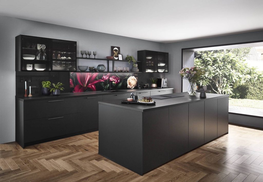 Nobilia Dark Island Kitchen With Feature | Bold Kitchens, Barnsley