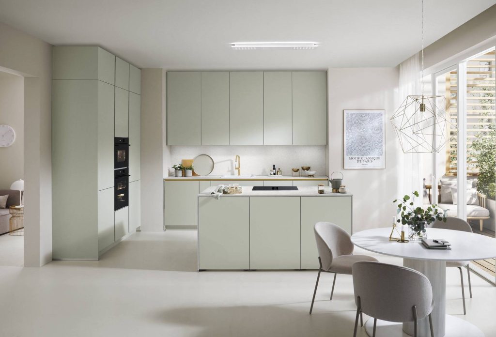 Nobilia Pastel Light Island Kitchen 1 | Bold Kitchens, Barnsley