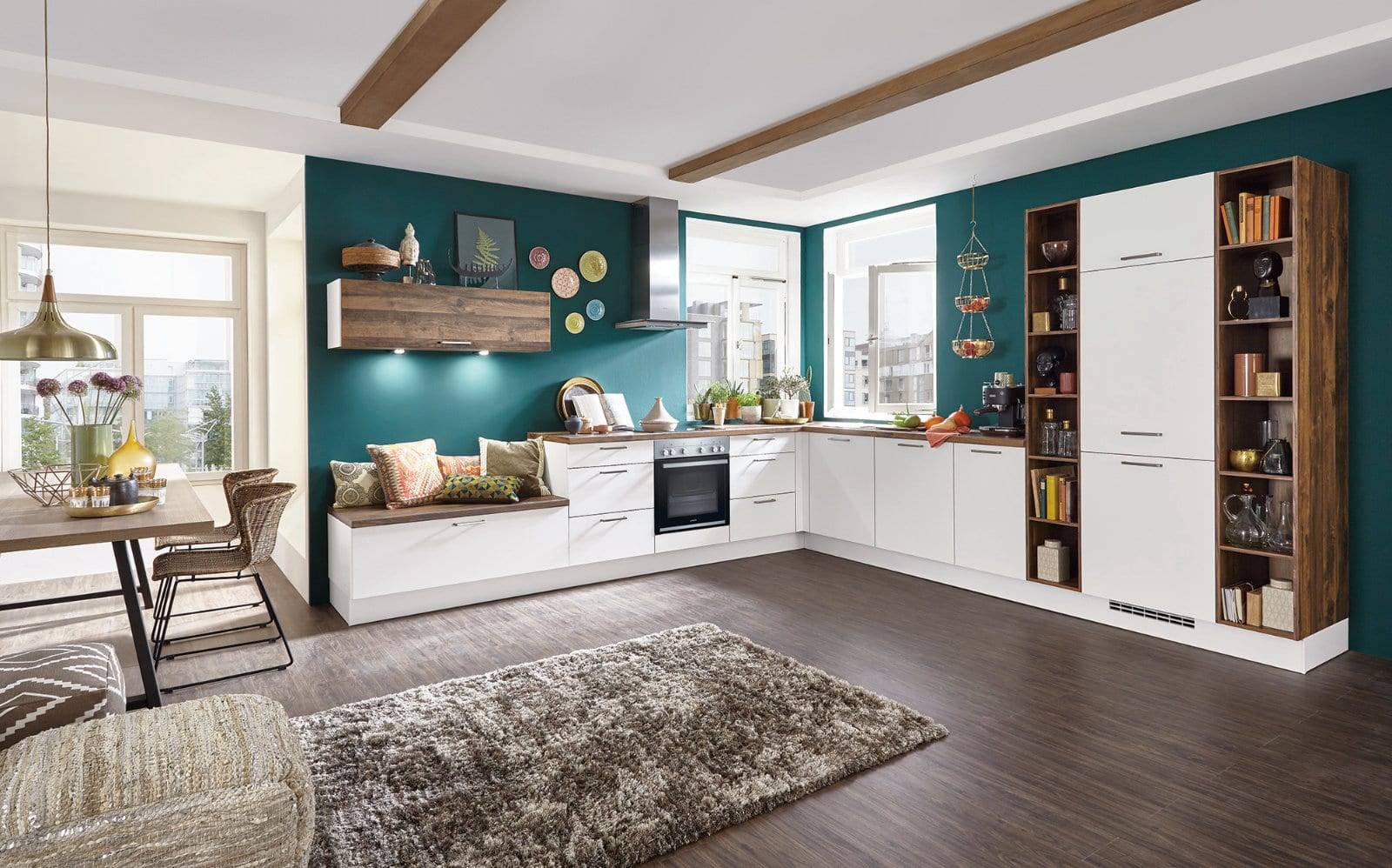 Nobilia Matt White Wood Open Plan L Shaped Kitchen 2021 | Lead Wolf, Peterborough