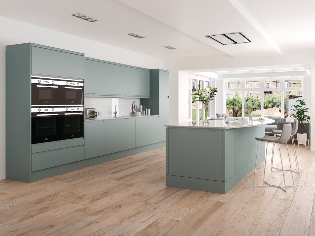 Jjo Matt Blue Handleless Kitchen | Totally Kitchens, Southampton