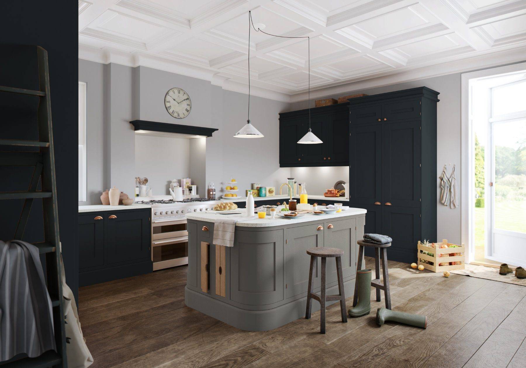 Manor Interiors Shaker L Shaped Kitchen With Island | Totally Kitchens, Southampton