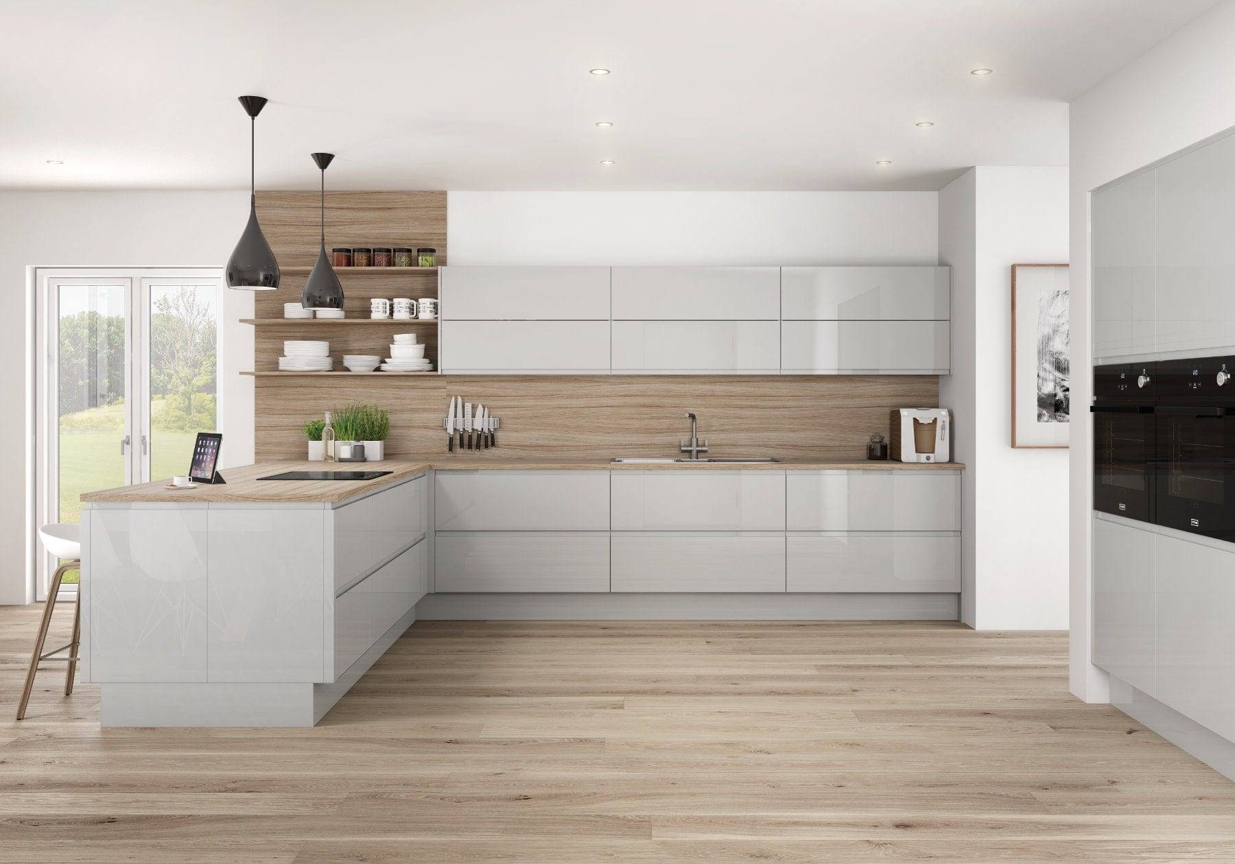 Jjo Gloss Handleless U Shaped Kitchen | Totally Kitchens, Southampton