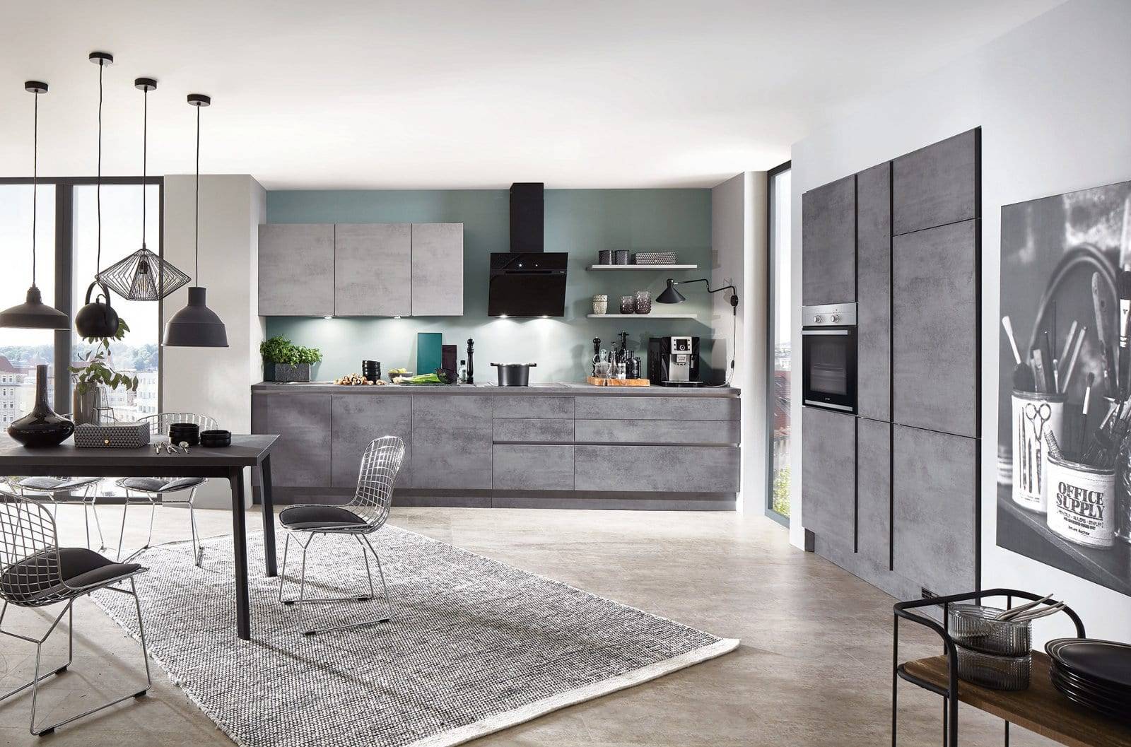 Nobilia Modern Concrete Handleless Open Plan Kitchen 2021 2 | Modus Kitchens, London