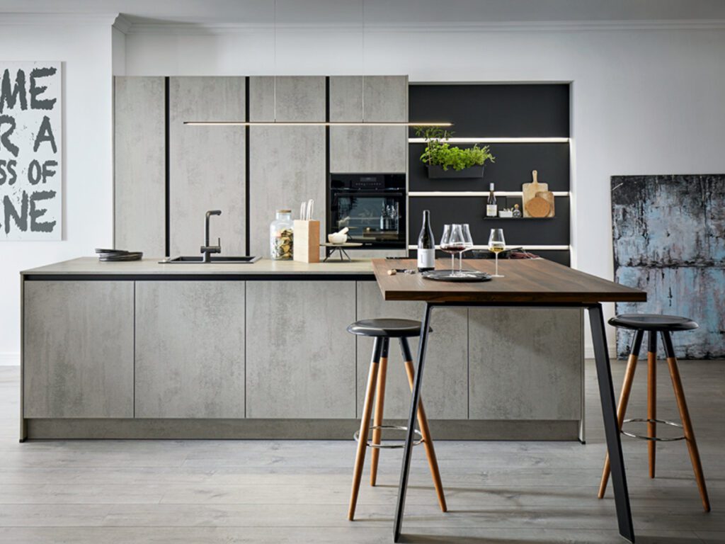 Schuller Concrete Modern Kitchen With Island | House of Harrogate, Harrogate