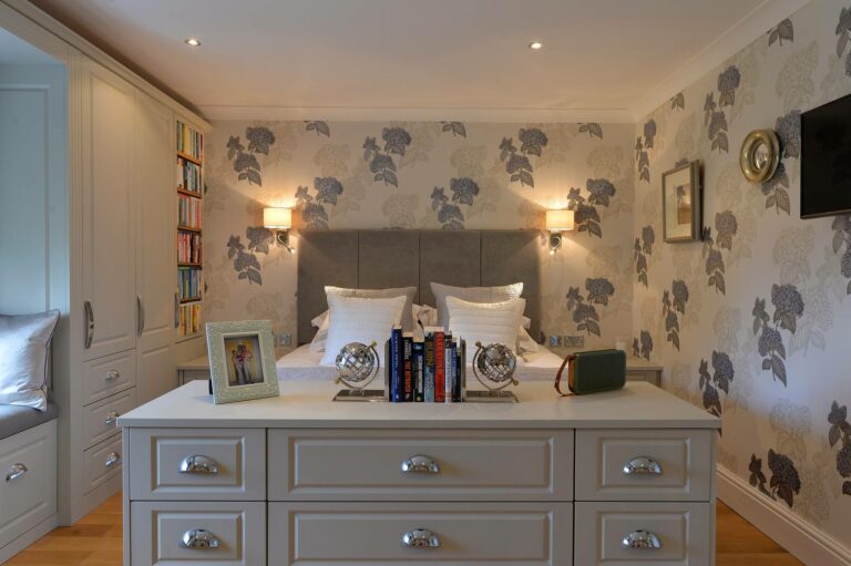 Bedroom with Decorative Wall Paper