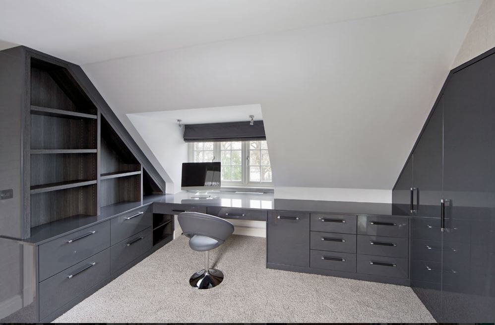 Dark Grey Gloss And Grey Wood Office | Castle Bedrooms, Nottingham