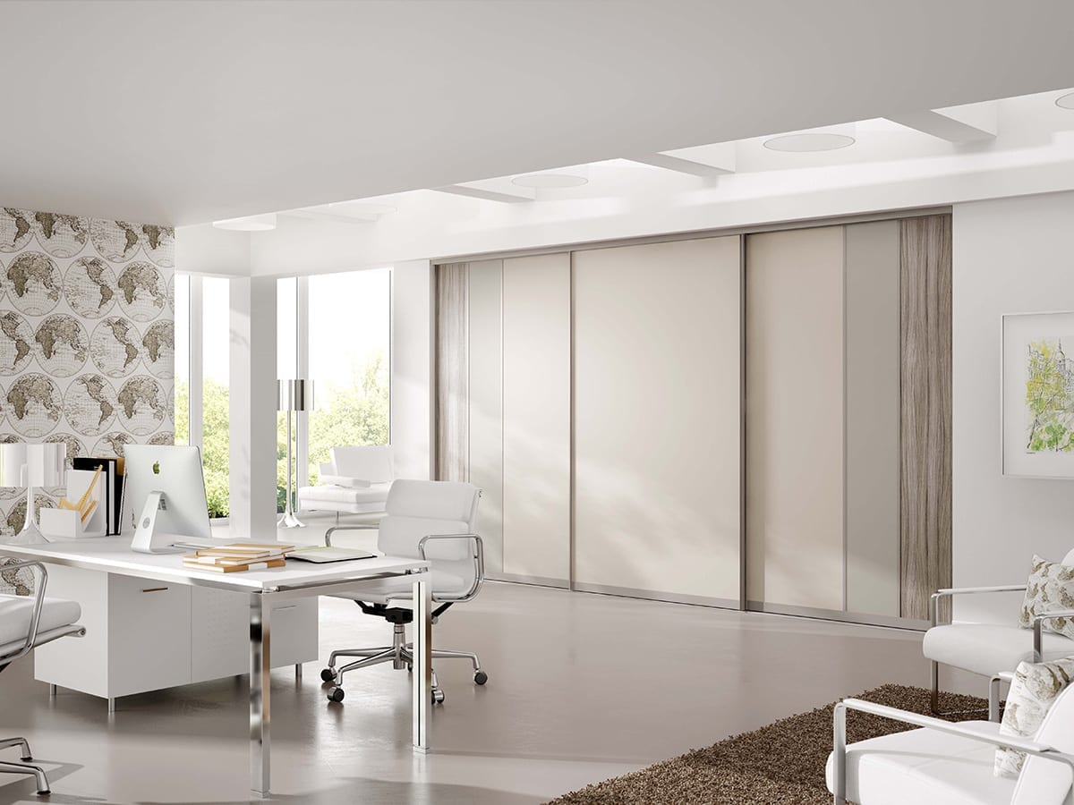 Sliding Door Fitted Study Volante Cashmere Stonegrey Driftwood 1200 | Castle Bedrooms, Nottingham