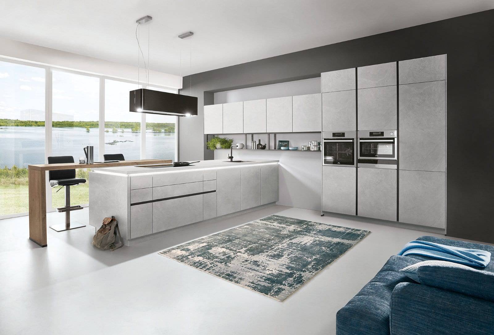Xeno Grey Stone Handleless Open Plan Kitchen 2021 | Kitchen Lifestyles, Hampshire