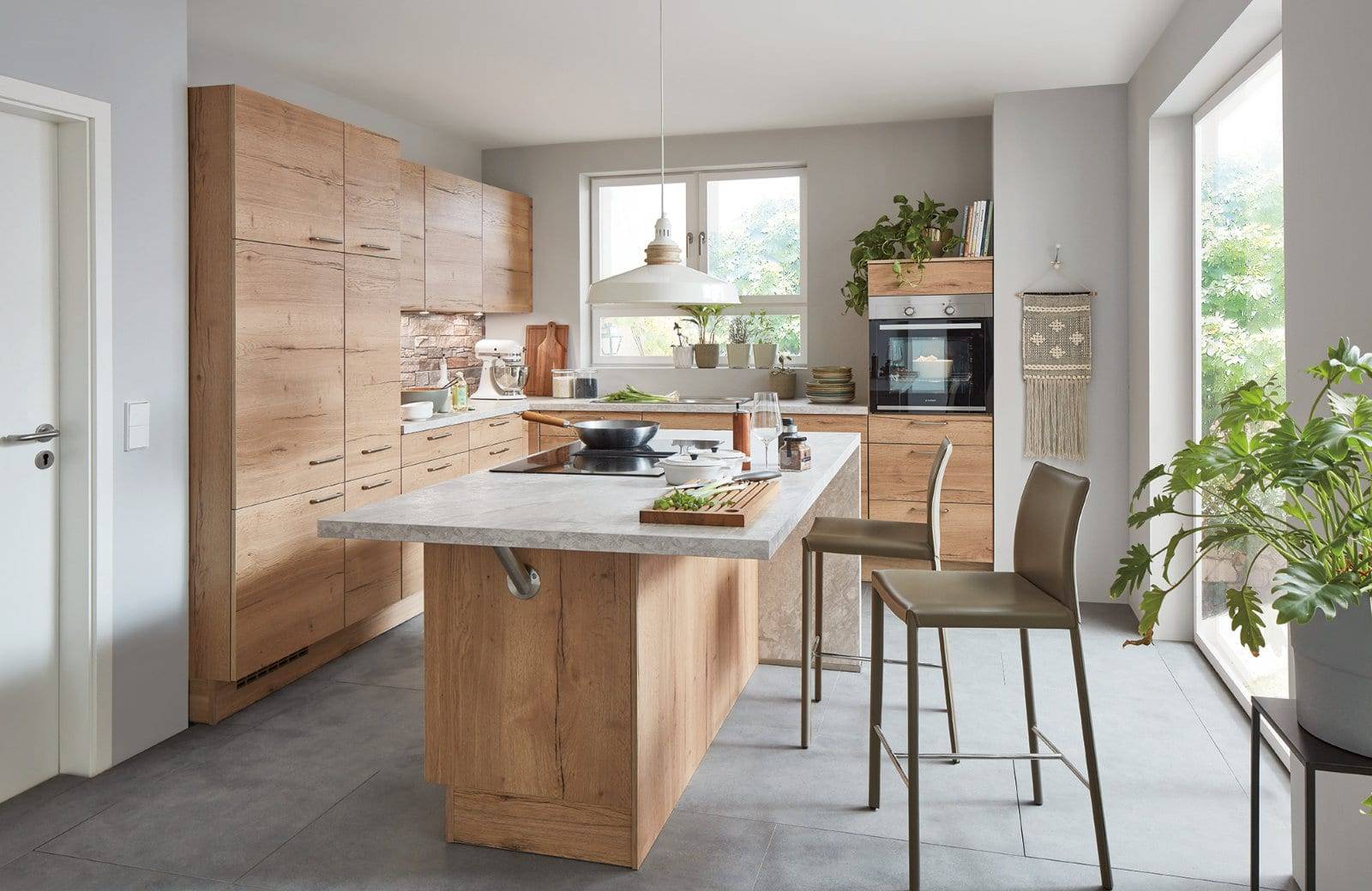 Xeno Modern Wood L Shaped Kitchen With Island 2021 | Kitchen Lifestyles, Hampshire