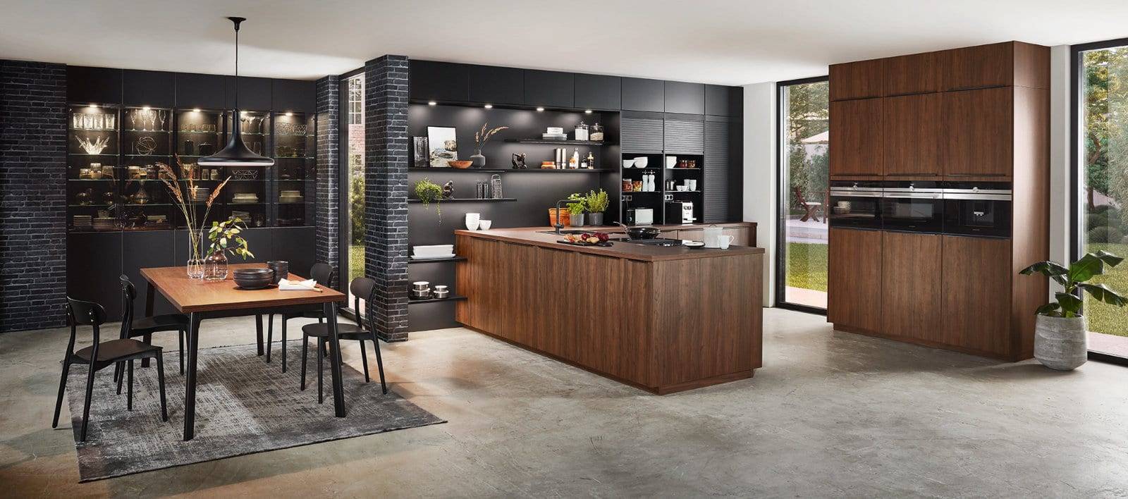 Xeno Dark Wood Open Plan Kitchen 2021 | Kitchen Lifestyles, Hampshire