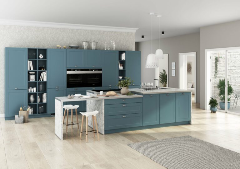Bauformat Blue Shaker Open Plan Kitchen | Romans Haus, Uxbridge