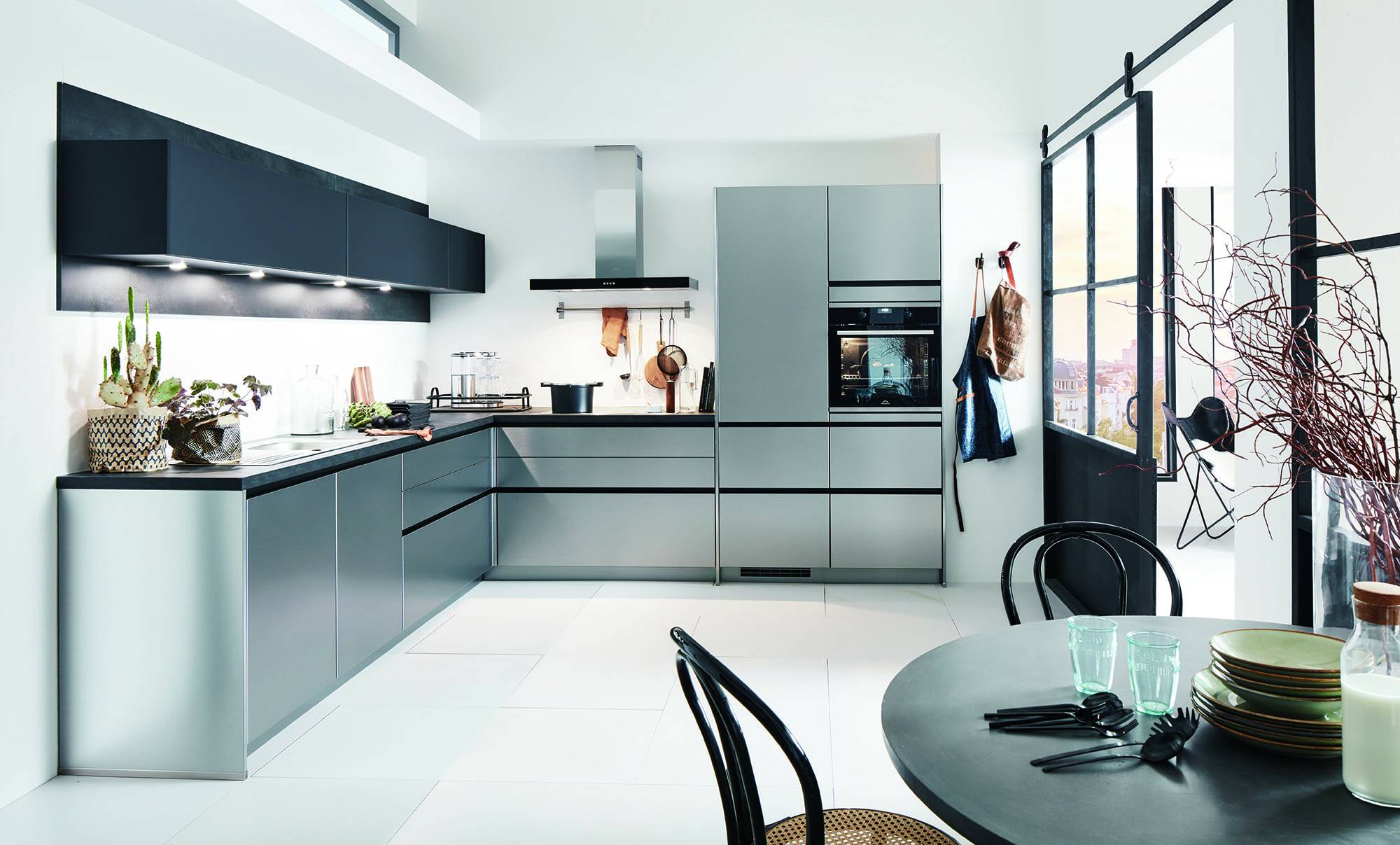 Nobilia Metallic Handleless L Shaped Kitchen 2021 1 | Romans Haus, Uxbridge