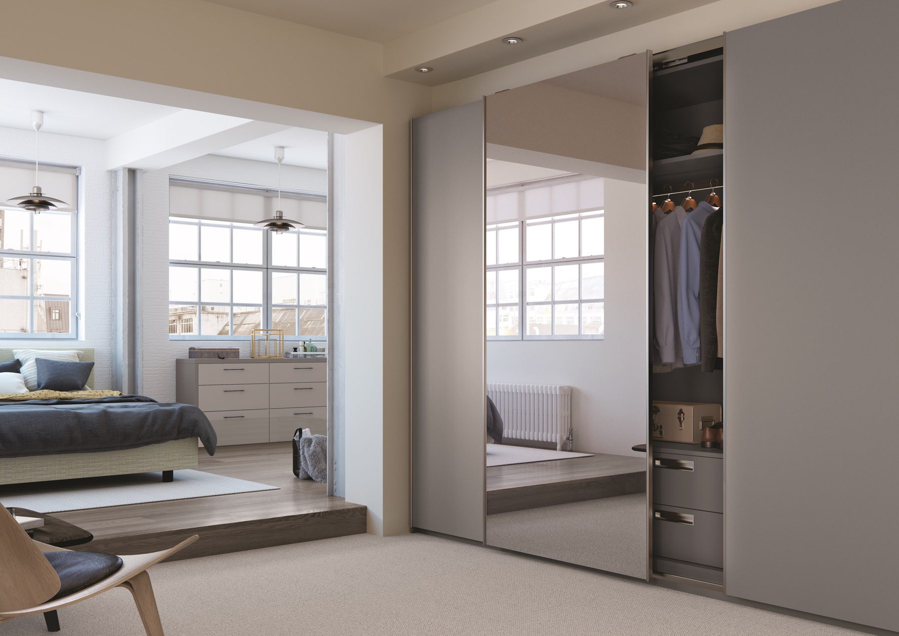 Dust Grey With Full Length Mirror Effect Panel | ColeRoberts, Loughborough