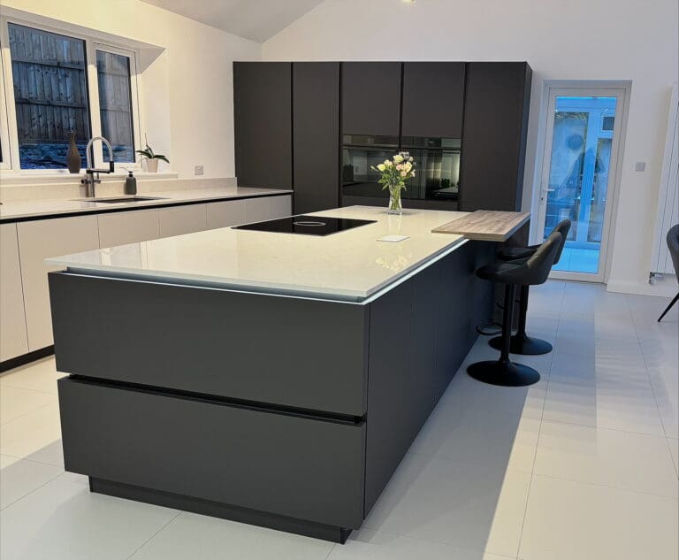 Modern Graphite and Taupe Matt Handleless Kitchen