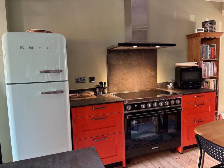 Orange Industrial Style Shaker Kitchen
