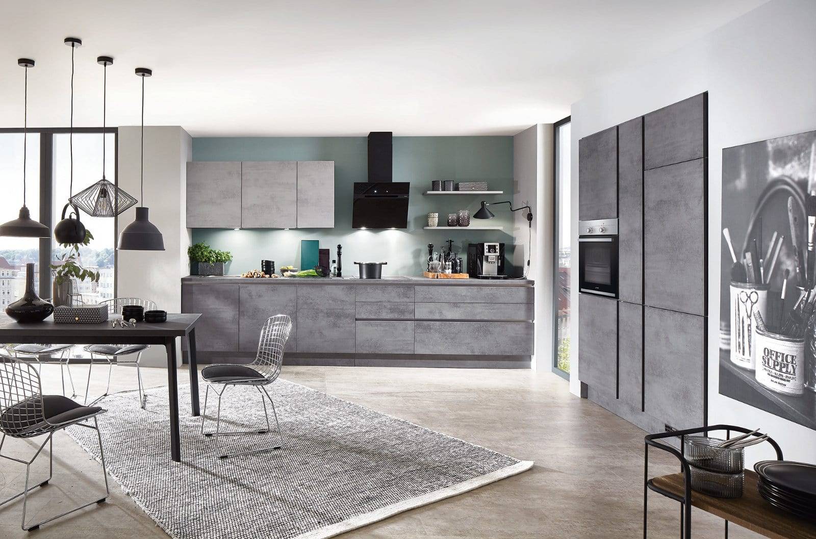 Nobilia Modern Concrete Handleless Open Plan Kitchen 2021 2 | Lead Wolf, Peterborough