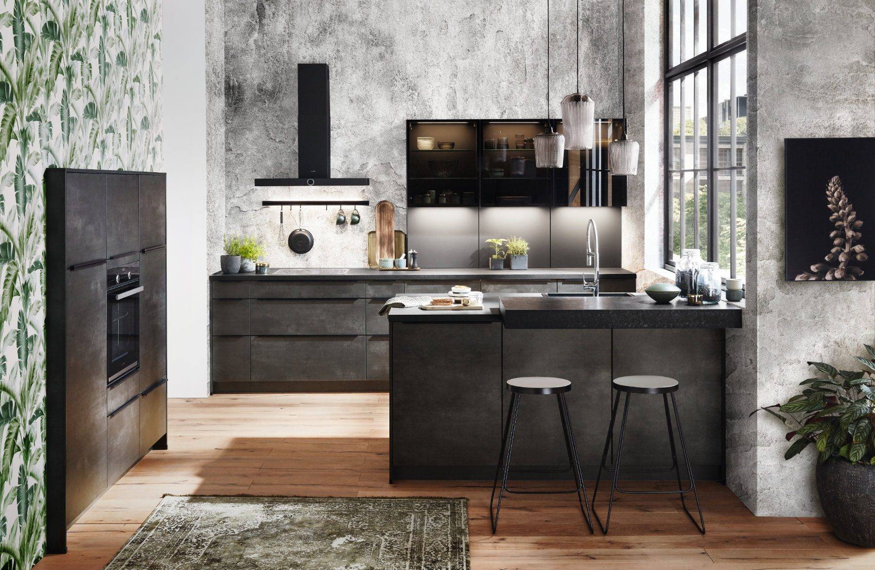 Nobilia Dark Concrete Kitchen | Nobilia German Kitchens by Square, Sheffield