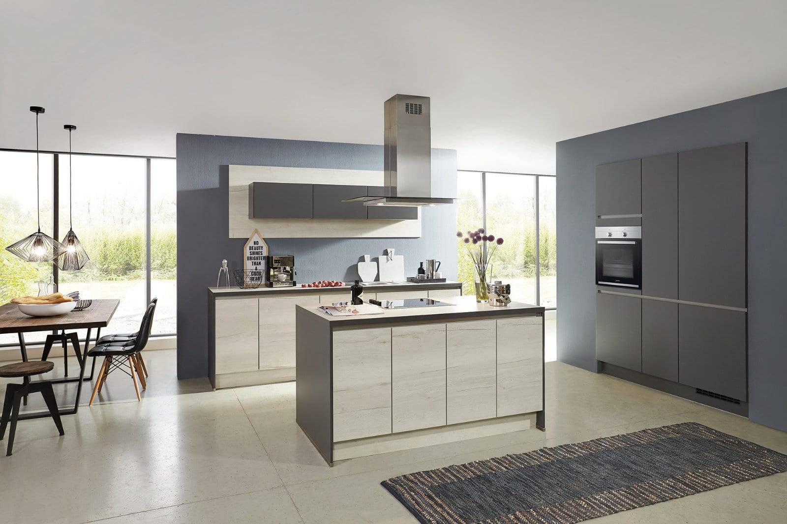 Nobilia Matt Ceramic Handleless Open Plan Kitchen With Island 2021 1 | Lead Wolf, Peterborough