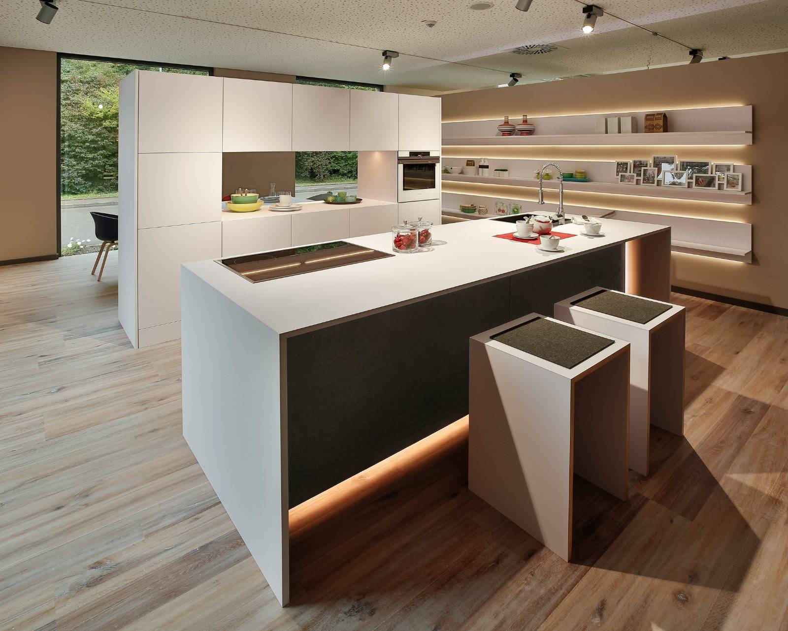 Rempp Modern Matt White Handleless Open Plan Kitchen With Island | Haus12, Newcastle