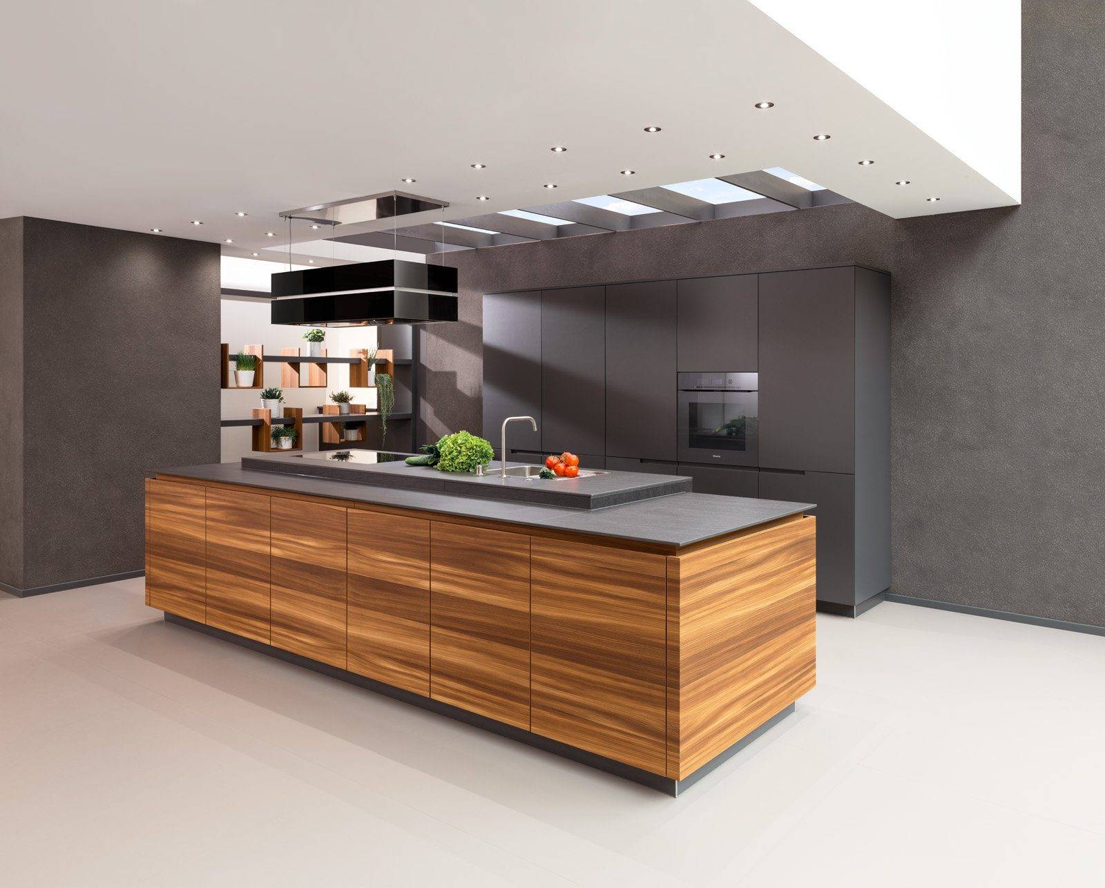 Rempp Modern Matt Grey Wood Handleless Open Plan Kitchen With Island | Haus12, Newcastle