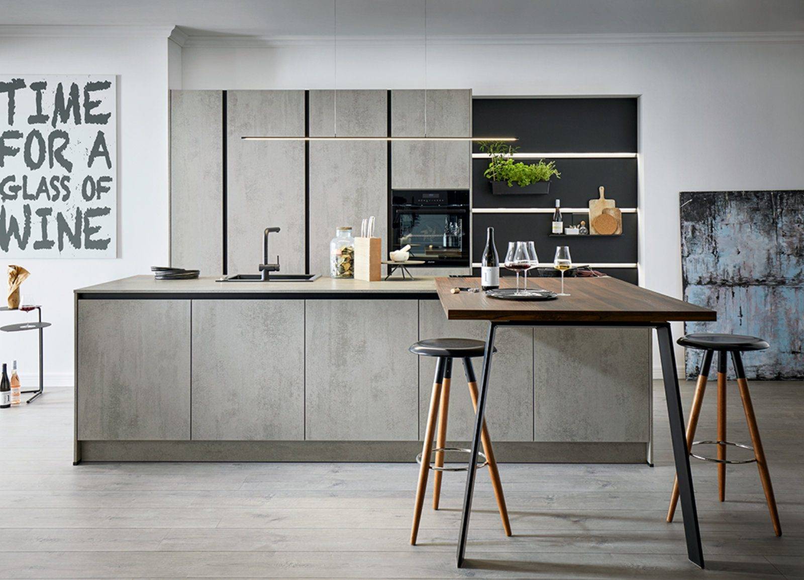 Schuller Concrete Modern Kitchen With Island 3 | Pieve Interiors, Paisley