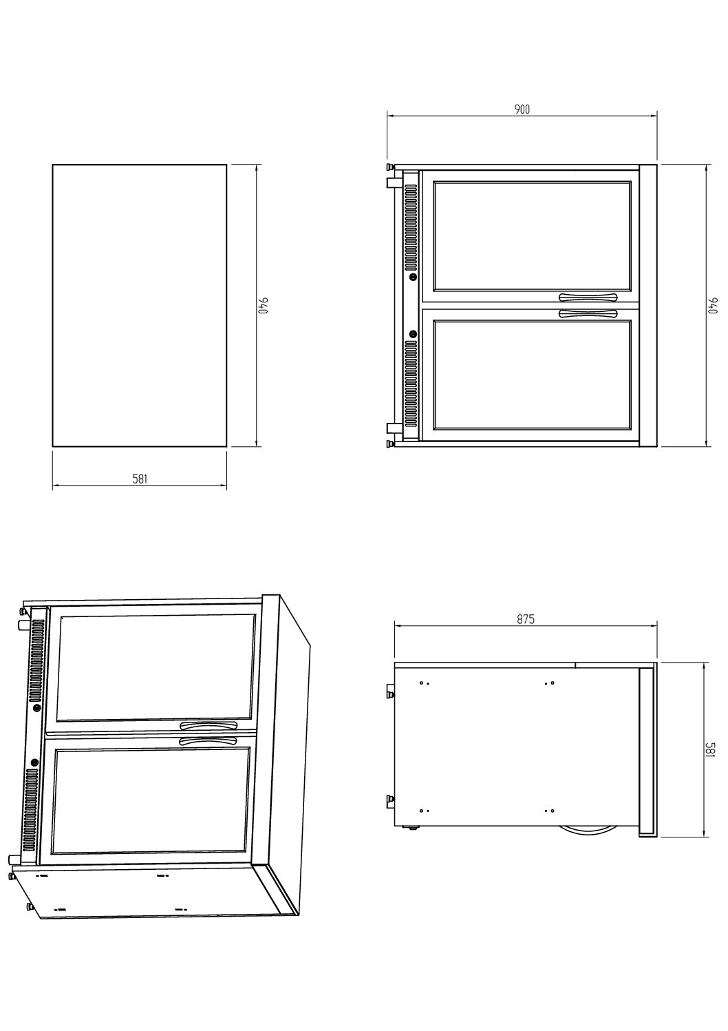 Fairford Double Door Fridge Cabinet (Black)