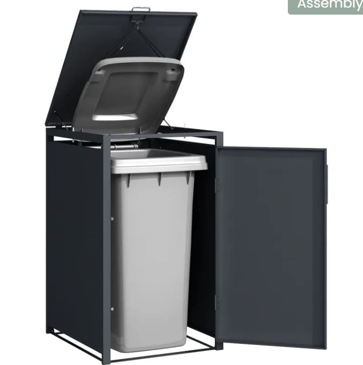 Anthracite Single Solid Panel Wheelie Bin Storage - Image 3