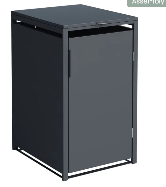 Anthracite Single Solid Panel Wheelie Bin Storage - Image 2