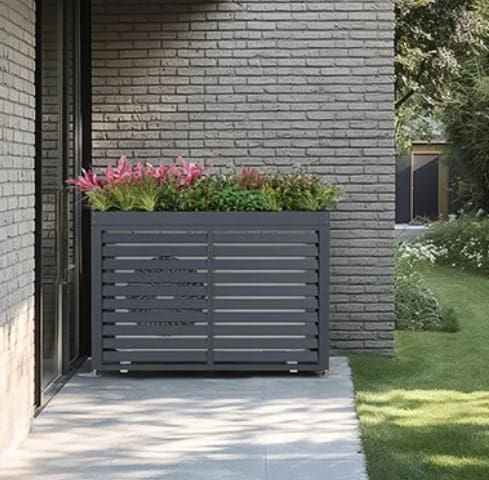 Heat Pump/Air Conditioning Unit Cover with Planter - Slatted