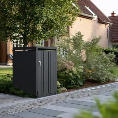 Slatted Galvanized Steel Wheelie Bin Cover | Anthracite | Single