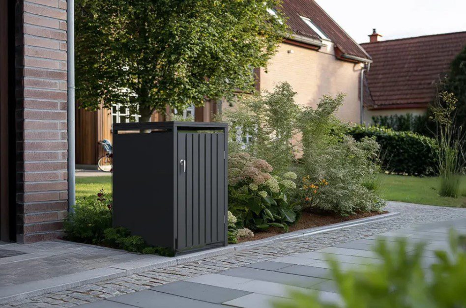 Slatted Galvanized Steel Wheelie Bin Cover | Anthracite | Single
