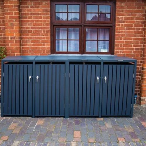 Slatted Panel Galvanised Steel Wheelie Bin Cover | Anthracite | Quad