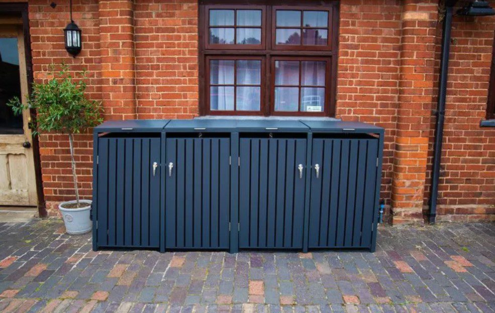 Slatted Panel Galvanised Steel Wheelie Bin Cover | Anthracite | Quad