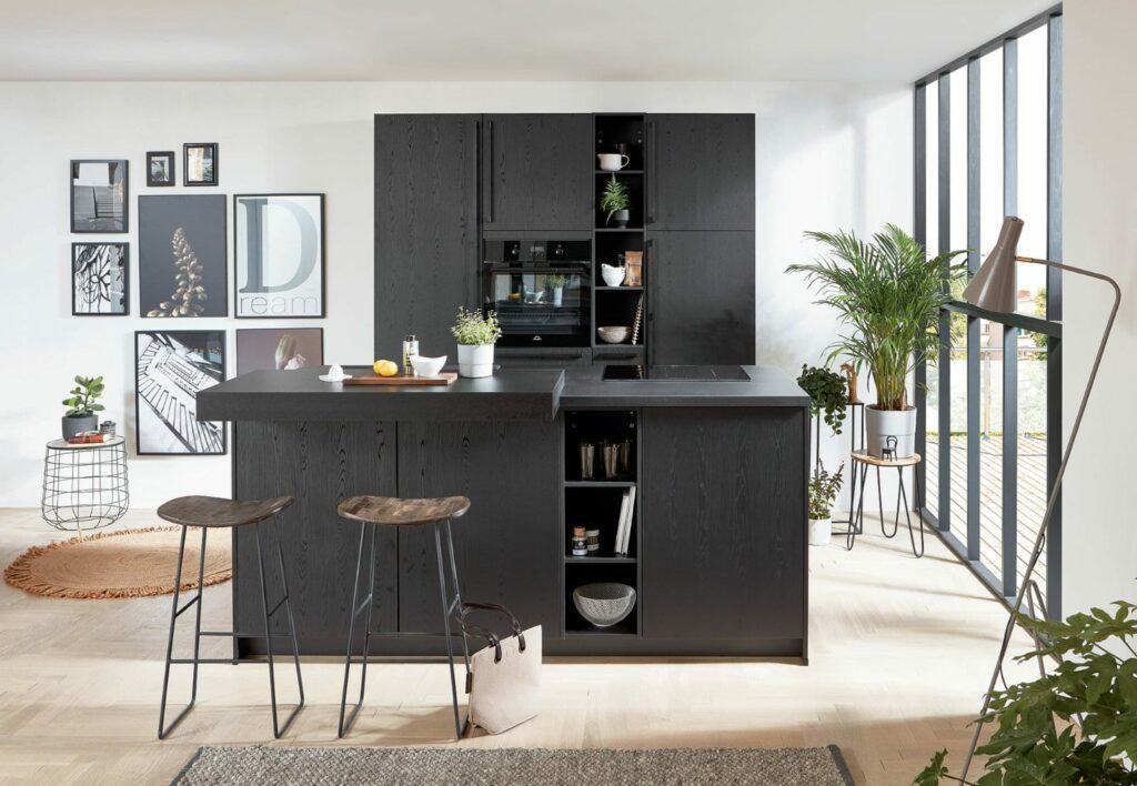 Nobilia Dark Compact Handleless Kitchen With Island 2021 | Osborne Interiors, Chiswick
