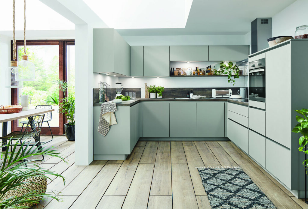 Nobilia Modern Grey Matt Handleless U Shaped Kitchen 2021 1 | Osborne Interiors, Chiswick