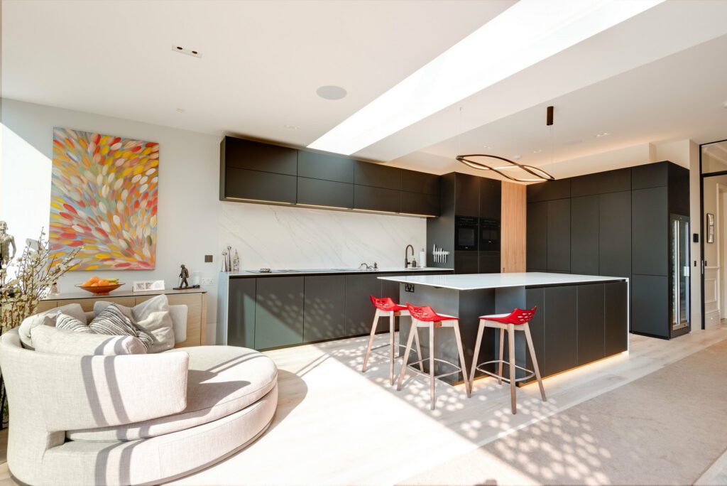 Contemporary Matt Black Kitchen - London W4