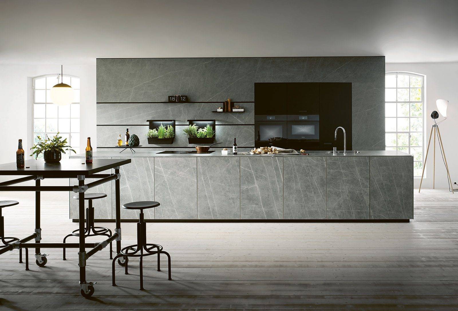 Next125 Grey Ceramic Open Plan Handleless Kitchen With Island 1 | Osborne Interiors, Chiswick