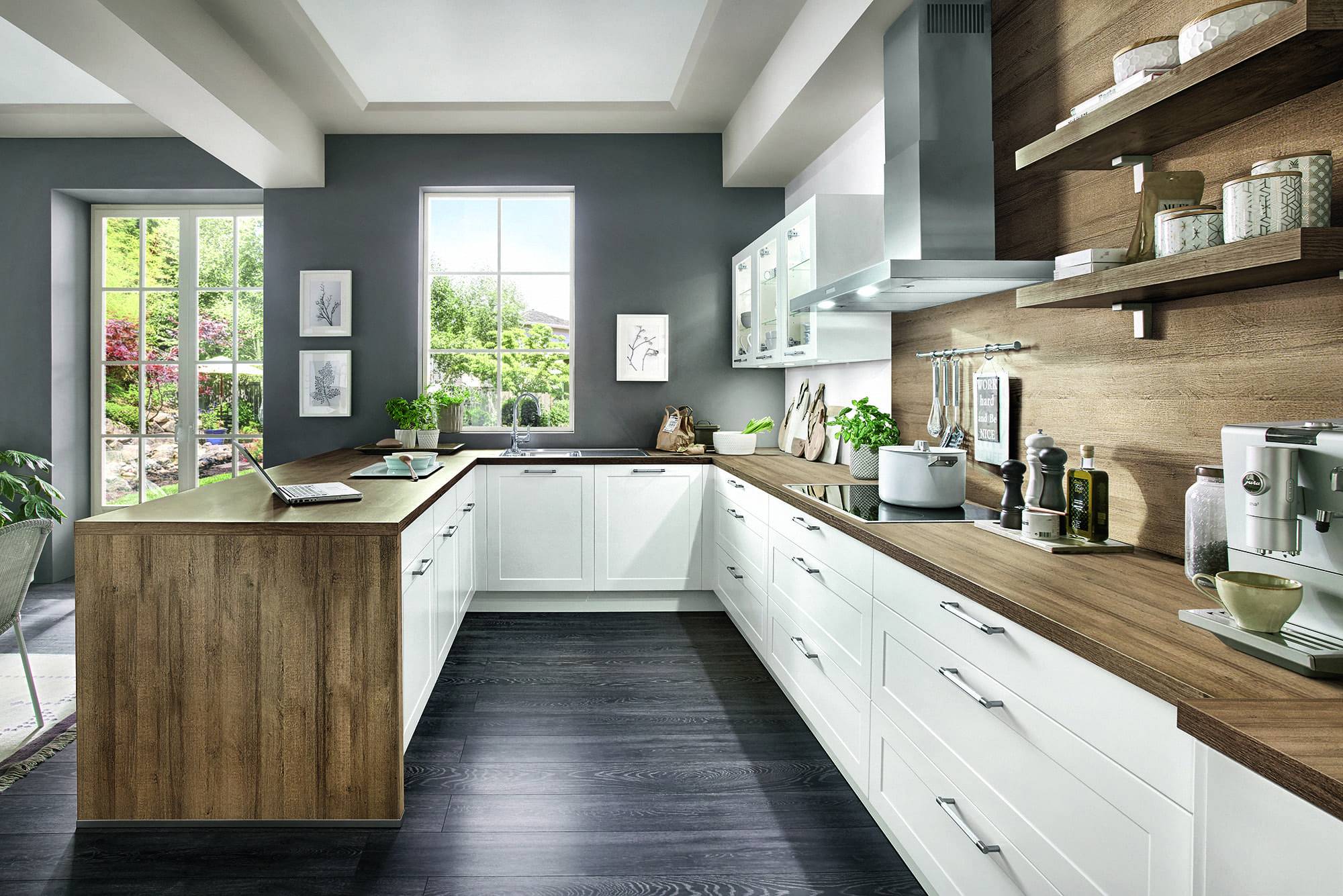 Nobilia Matt White Wood Shaker U Shaped Kitchen 2021 | Osborne Interiors, Chiswick