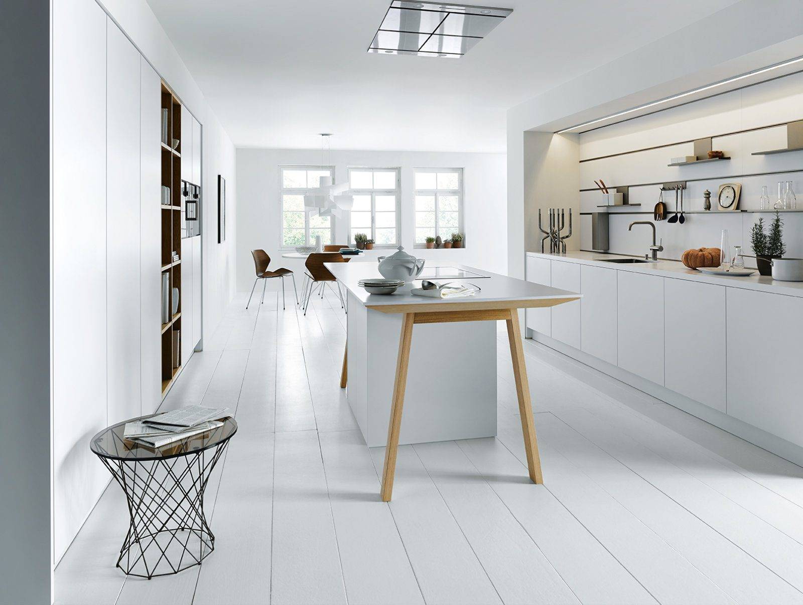 Next125 Matt White Handleless Modern Open Plan Kitchen With Island 1 | Osborne Interiors, Chiswick