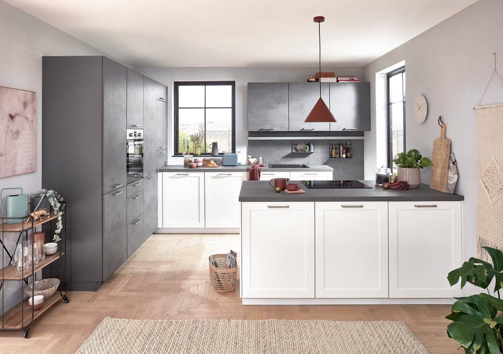 Nobilia Matt White Concrete Compact Shaker Kitchen 2021 | Osborne Interiors, Chiswick
