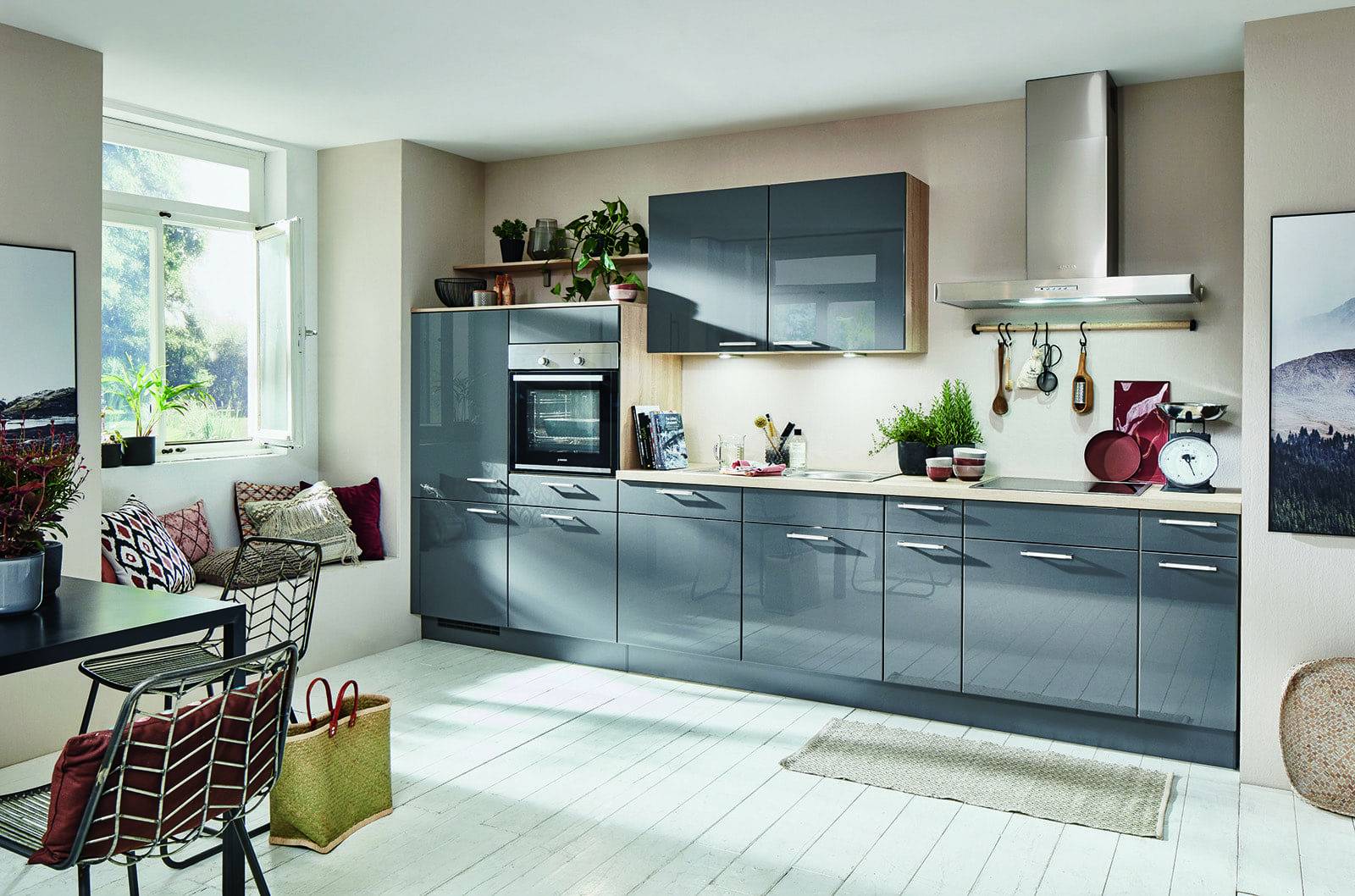 Nobilia Modern Grey High Gloss Kitchen | German Kitchen Installation, Beverley 