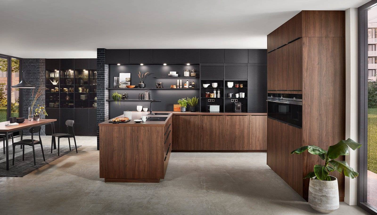 Nobilia Modern Dark Wood U Shaped Kitchen 2021 | German Kitchen Installation, Beverley 