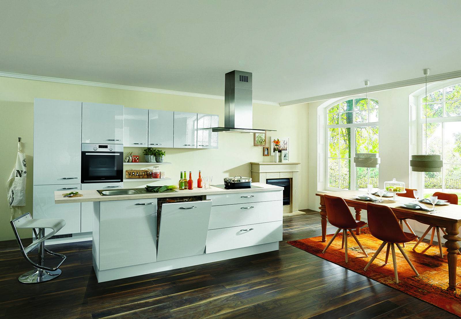 Nobilia Modern White Gloss Kitchen With Island | German Kitchen Installation, Beverley 