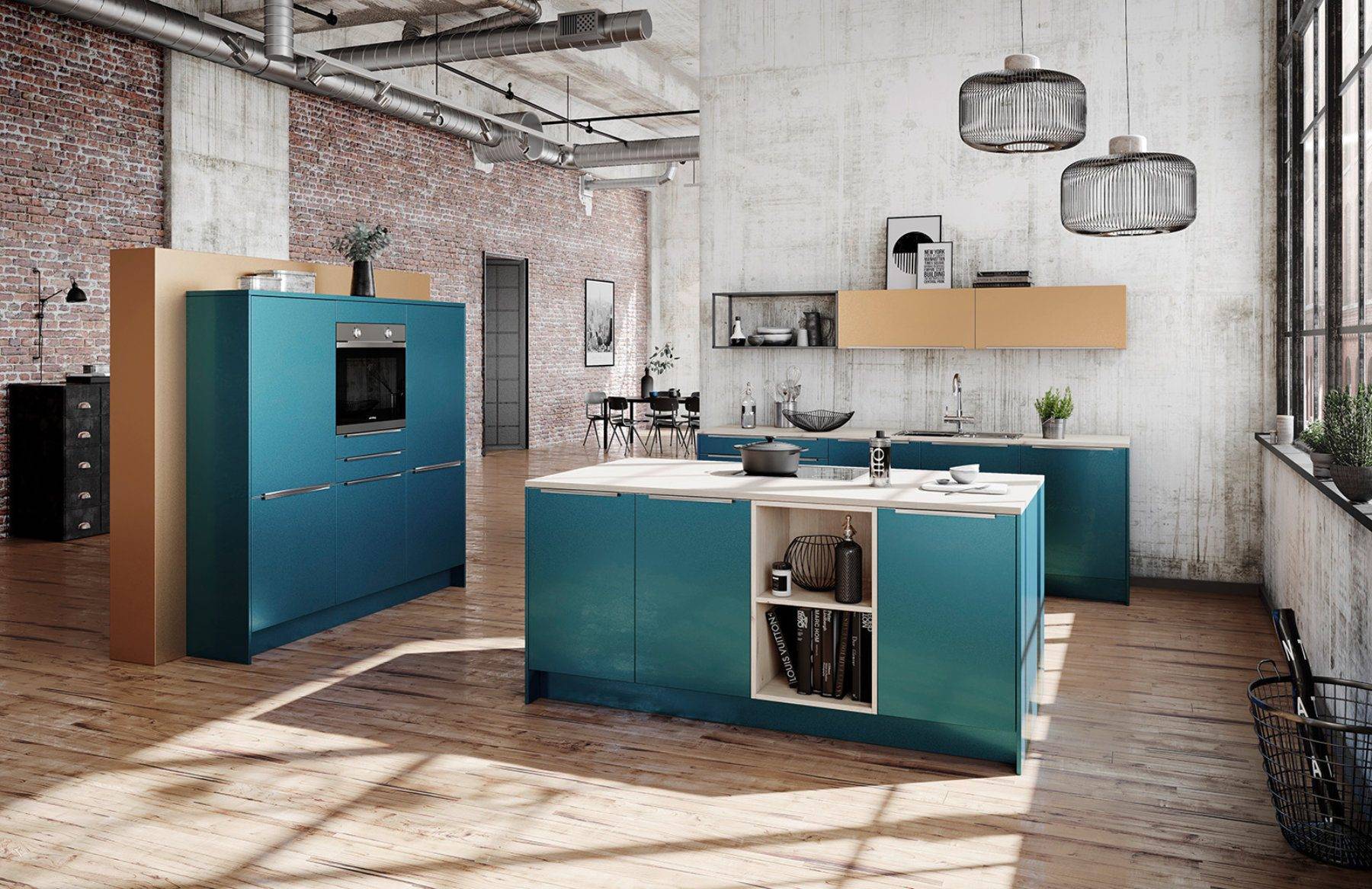 Brigitte Gloss Blue Kitchen | German Kitchen Installation, Beverley