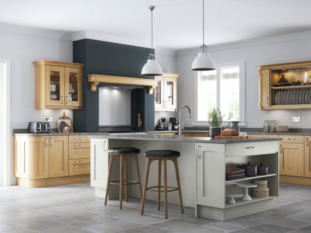 Alku Shaker Grey Wood L Shaped Kitchen With Island 1 | Fairway Interiors, Hemel Hempstead