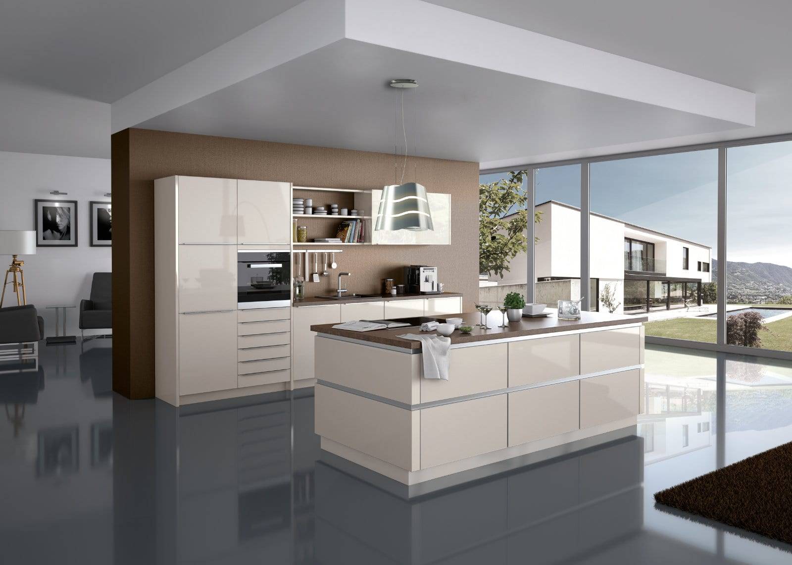 Stormer High Gloss Open Plan Handleless Kitchen With Island | Fairway Interiors, Hertford
