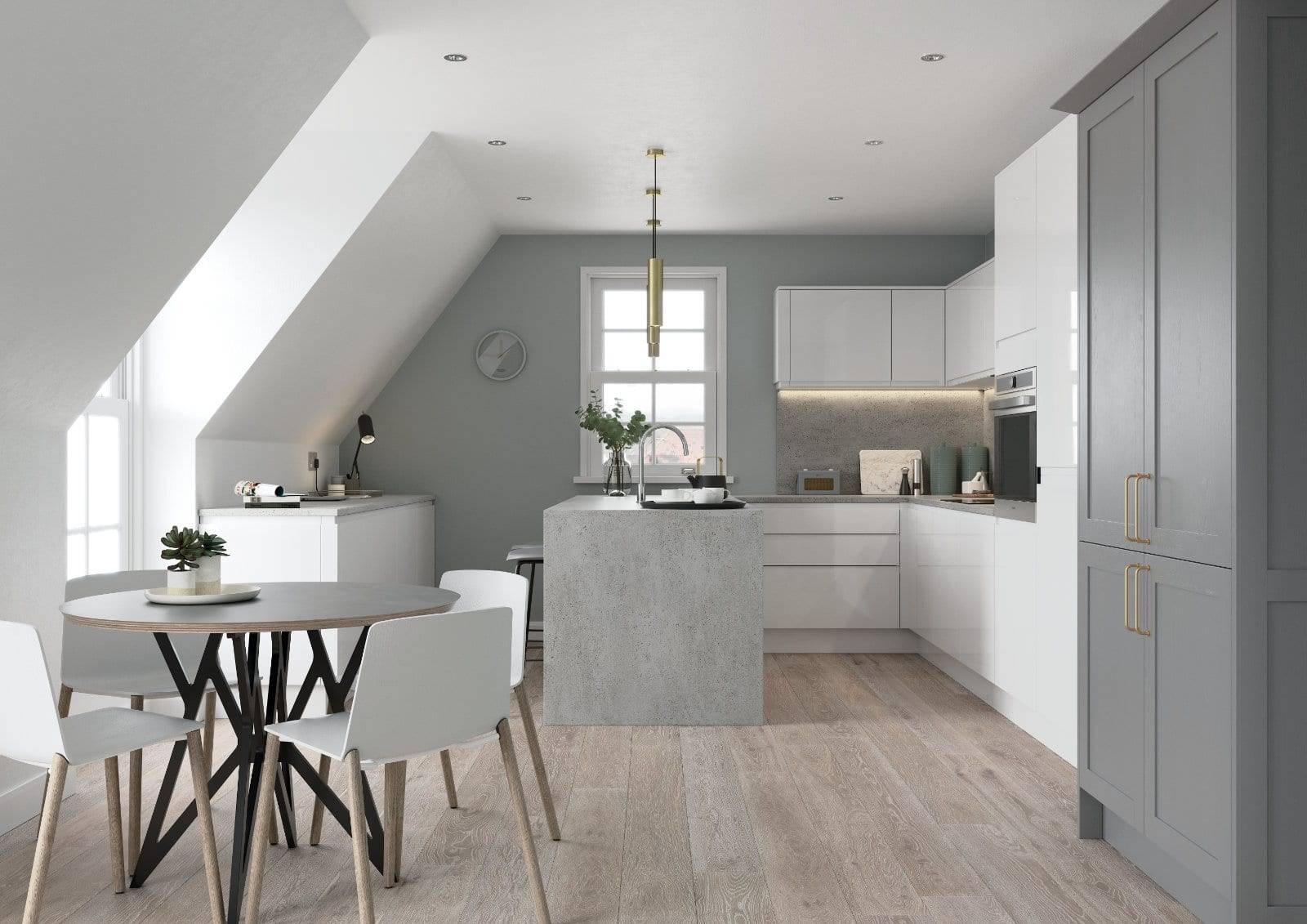 Alku Compact White Grey U Shaped Kitchen 2 | Fairway Interiors, Hertford